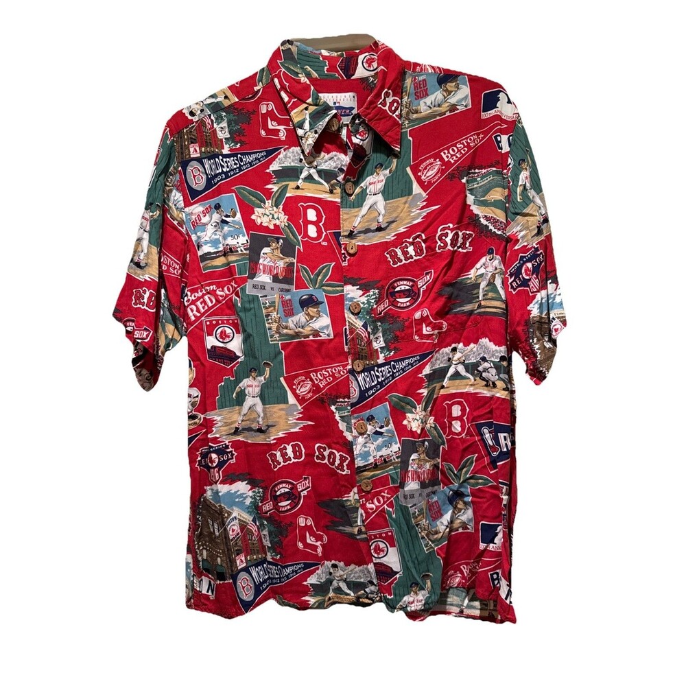 Reyn Spooner Boston Red Sox MLB Baseball Aloha Hawaiian Shirt Large Rayon